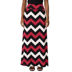 Tovia Size Small Skirt Maxi Chevron Print High Waist Stretchy Fabric